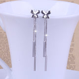 Fashion Summer Jewelry 925 Sterling Silver Butterfly long Tassels earrings.Platinum plating pendant earrings for women