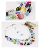 Fashion Vintage Jewelry Sets Bohemian Crystal Multi layer Beads Colorful Necklace Earring Set Wedding Accessories bijoux