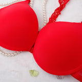Fashion Women Bra Front Closure Sexy Lace Racer Back Smooth Surface Push Up Underwear Lingerie Sujetador Red Black Purple