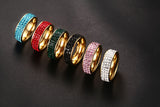 Fashion Women Crystal Rings 18K Gold Plated Stainless Steel Wedding Rings For Women Party Jewelry