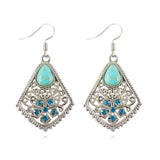 Fashion Women's Long Drop Earrings Silver Brilliant Turquoise Dangle earrings For women