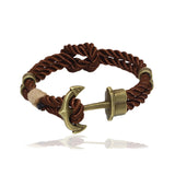 Fashion Wristband Bronze Double Braided Anchor Bracelet Bangle Women Men Rope Hooks Bracelet