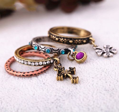 Fashion accessories carved cross vintage set of ring women's ring