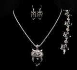 Fashion owl Women tibetan silver Turquoise Crystal Jewelry Sets Chain party wedding women gift Jewelry Sets