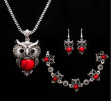 Fashion owl Women tibetan silver Turquoise Crystal Jewelry Sets Chain party wedding women gift Jewelry Sets