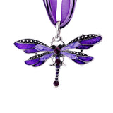 Fashion women Antique Dragonfly Crystal Pendant Necklace Chain Jewelry