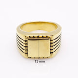 Fine Jewelry Men's High Polished Signet Solid Stainless Steel Ring 316L Stainless Steel Biker Ring For Men 18K Gold Jewelry