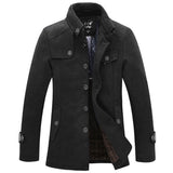 Casual long section of the stand-up collar men's windbreaker jacket thickened woolen coat