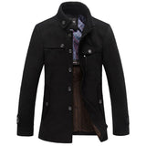 Casual long section of the stand-up collar men's windbreaker jacket thickened woolen coat