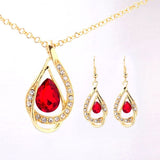 Wedding Jewelry 18k Yellow Gold Plated Sapphire Austrian Crystal Necklace+Earrings Jewelry Sets