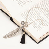 Fashion Tassel Pendant Necklace Feather Necklace Link Chain Silver Tone