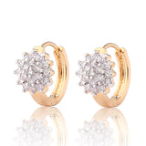 New Small Earings for Women 18K Gold Platinum Plated Hoop Earrings Flowers White Crystal Zirconia CZ Earing Jewelry 