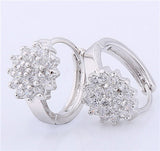 New Small Earings for Women 18K Gold Platinum Plated Hoop Earrings Flowers White Crystal Zirconia CZ Earing Jewelry 