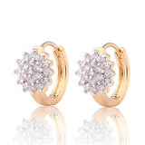 New Small Earings for Women 18K Gold Platinum Plated Hoop Earrings Flowers White Crystal Zirconia CZ Earing Jewelry 