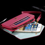 General Use! Pouch Wallet PU Leather Case for iphone 5s, 4s, 6 4.7inch, 5C, for Samsung Galaxy S3 S4 S5 Cover Crown Card Slot
