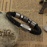 Genuine leather bracelet Great Wall stainless steel cool men leather woven bracelet with magnetic buckle 