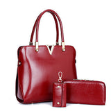 Genuine Leather Solid Purses+Shoulder +Handbag 3 PCS/Set Luxury Women Designer Handbags High Quality Sac a Main Composite Bag