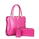 Genuine Leather Solid Purses+Shoulder +Handbag 3 PCS/Set Luxury Women Designer Handbags High Quality Sac a Main Composite Bag