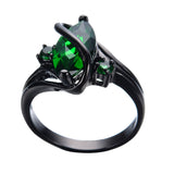 Elegant Black Gold Filled Emerald CZ Ring Vintage Wedding Rings For Women  Christmas Eve Gift Fashion Jewelry 