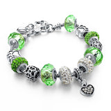 Fashion DIY Crystal&Glass Beads Charm Bracelets For Women Snake Chain Bracelets & Bangles 