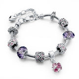 Fashion DIY Crystal&Glass Beads Charm Bracelets For Women Snake Chain Bracelets & Bangles 