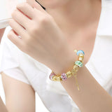 Gold Plated Charm Bracelet & Bangle for Women With High Quality Multicolor Murano Glass Beads DIY Birthday Gift