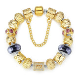 Gold Plated Charm Bracelet & Bangle for Women With High Quality Murano Glass Beads DIY Birthday Gift