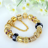 Gold Plated Charm Bracelet & Bangle for Women With High Quality Murano Glass Beads DIY Birthday Gift