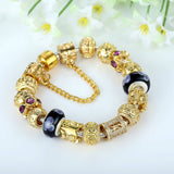 Gold Plated Charm Bracelet & Bangle for Women With High Quality Murano Glass Beads DIY Birthday Gift