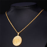 Gold Plated Islamic Allah Pendant Necklace For Women / Men Trendy Islam Charms Necklace Religious Muslim Jewelry 