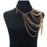 Gold Sexy Shoulder Body Chain Necklace Women Multi Layered Body Accessories Shoulders Fashion Jewelry