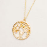 Gold and Silver Plated Tree of Life Pendant Necklace Cute Tiny Tree in Circle Necklaces