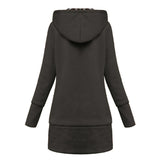 Good Quality Winter Warm Fashion Women Lady Long Sleeve Hoodies Sweatshirt Slim Fit Leopard Coat Jacket Outerwear