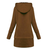 Good Quality Winter Warm Fashion Women Lady Long Sleeve Hoodies Sweatshirt Slim Fit Leopard Coat Jacket Outerwear
