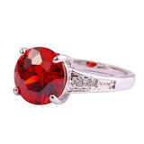 Gorgeous Round Cut Garnet & White Sapphire 925 Silver Ring Fashion Jewelry