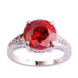 Gorgeous Round Cut Garnet & White Sapphire 925 Silver Ring Fashion Jewelry