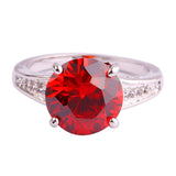 Gorgeous Round Cut Garnet & White Sapphire 925 Silver Ring Fashion Jewelry