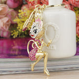Grace Crown Lipstick Cat Lady Crystal HandBag Pendant Keyrings Keychains For Car key Chains holder for women