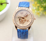 Fashion PU leather Watch Butterfly Women Rhinestone Watch Women Dress Watch