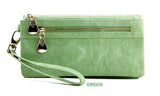 Fashion Women Wallets Dull Polish Leather Wallet Double Zipper Day Clutch Purse Wristlet Portefeuille Handbags