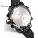 Gulper Shark Sport Watch Stainless Steel Band Water Resistance Dual Movement LED Calendar Display Men's Quartz Watch 