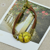 HOT life tree glass Cabochons Bracelet Bangle antique Brown Charms bracelet Wonderful Gift Lobster Clasp women bracelet fashion