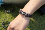 Male Bangle Bracelet Chain Hand-woven Waistband Unisex Pu Leather Rope Bracelet For Men Women Anchors Woven Bracelet Charm
