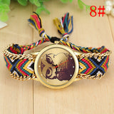 Fashion Handmade Braided Owl Friendship Bracelet Rope Watch Women Quartz Wristwatch