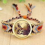 Fashion Handmade Braided Owl Friendship Bracelet Rope Watch Women Quartz Wristwatch