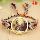 Fashion Handmade Braided Owl Friendship Bracelet Rope Watch Women Quartz Wristwatch