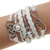 Handmade Charm Bracelet Eiffel Tower Love Anchors Wrap Leather Bracelet pulseira couro bracelets for women