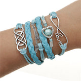 Handmade Charm Bracelet Eiffel Tower Love Anchors Wrap Leather Bracelet pulseira couro bracelets for women