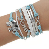 Handmade Charm Bracelet Eiffel Tower Love Anchors Wrap Leather Bracelet pulseira couro bracelets for women