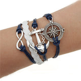 Handmade Charm Bracelet Eiffel Tower Love Anchors Wrap Leather Bracelet pulseira couro bracelets for women